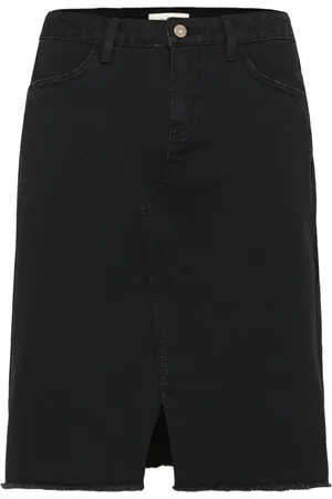 Cream Denim Skirts, female, , M, Denim Skirt with Front Slit