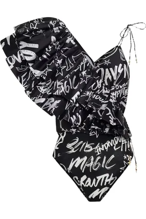 Camilla Scribble Patterned Ruffle Body