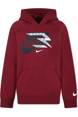 Nike Burgundy Fleece Hoodie with Printed Logos