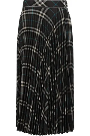 Burberry Midi Skirts, female, , S, Check Pleated Skirt