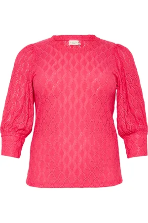 Kaffe Blouses, female, , S, Raspberry Lace Blouse with ¾ Sleeves