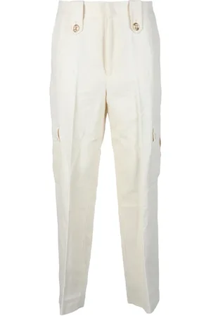 Twin-Set Cargo Linen Trousers with High Waist