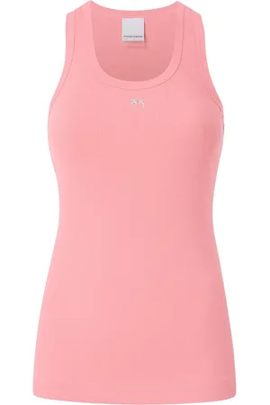 Pinko Sleeveless Tops, female, , XS, Love Birds Ribbed Cotton Tank Top