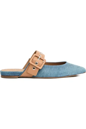 HALMANERA Mules, female, , 3 UK, Denim Leather Ballet Flats