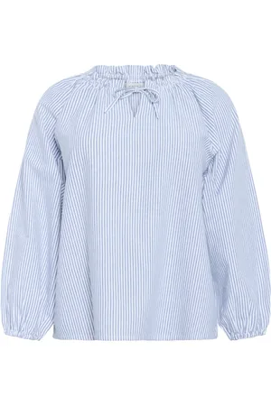 Kaffe Blouses, female, , XL, Striped Blouse with Puff Sleeves