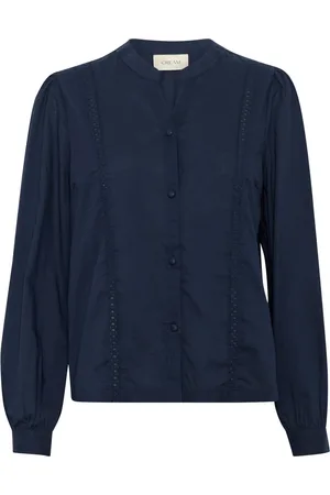 Cream Shirts, female, , XS, Navy Blazer Blouse with V-Neck