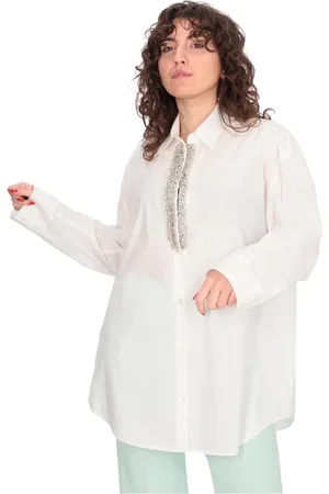 Pinko Shirts, female, , XS, Long Sleeve Cotton Shirt with Applications