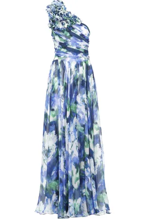 Costarellos Gowns, female, , S, Silk Asymmetric Neck Dress