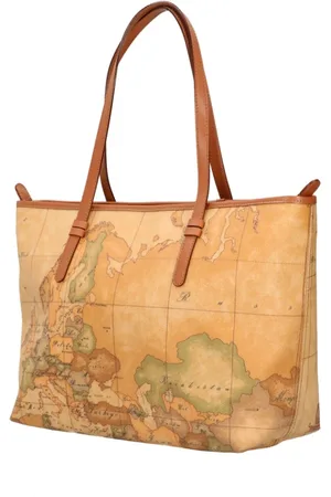 ALVIERO MARTINI 1A CLASSE Geo Print Leather Trim Shopping Bag