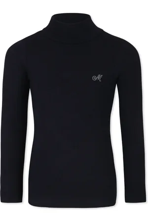 MONNALISA Ribbed Turtleneck with Rhinestone Logo