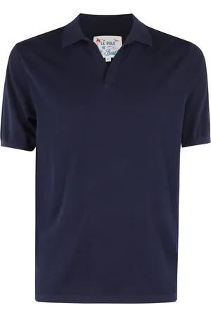 MC2 SAINT BARTH Navy Polo Shirt Classic V-Neck Short Sleeve