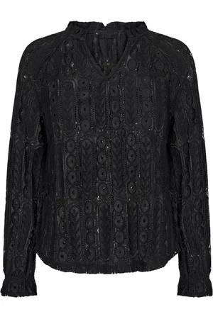 Cream Blouses, female, , XL, Lace V-Neck Blouse