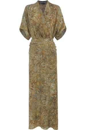 Cortana Wrap Dresses, female, , XL, Lil, silk dress trap print