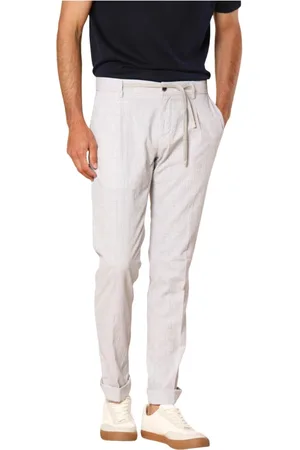 Masons Slim-fit Trousers, male, , XS, Houndstooth Pattern Cotton Seersucker Chinos