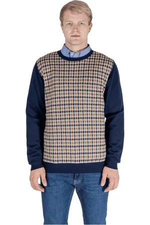 Aquascutum Round-neck Knitwear, male, , L, Check Jumper Finezza 12 Macro Club