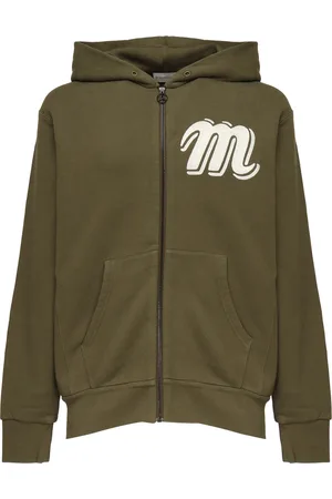 Moncler Zip-throughs, male, , XL, Military Cotton Jumper with Hood