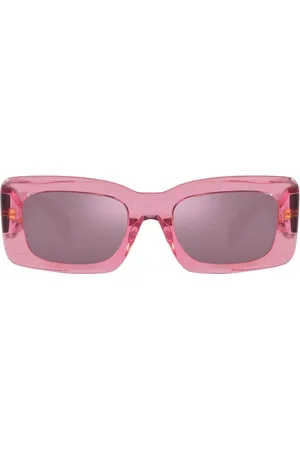 VERSACE Rectangular Sunglasses with Purple Lens and Transparent Frame