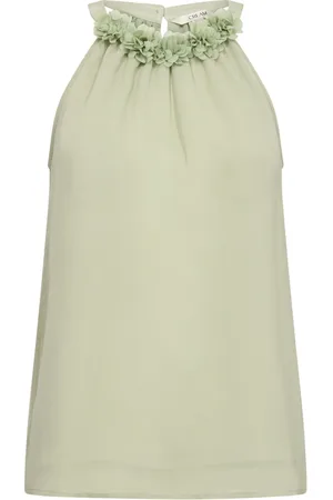 Cream Sleeveless Tops, female, , XL, Feminine Top with Neckline Details