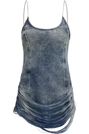Diesel Short Dresses, female, , S, Denim Mini Dress with Thin Straps