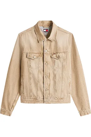 Tommy Hilfiger Denim Jackets, male, , S, Brown Denim Jacket with Embroidered Logo