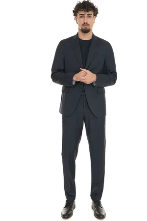 Michael Kors Single Breasted Suits, male, , XL, Herringbone Suit with Peaked Lapels