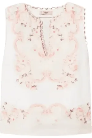 Twin-Set Floral Linen Top Straight Line