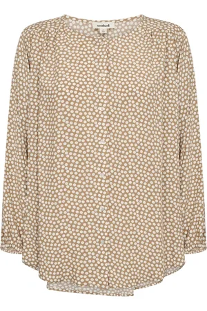 Soaked in Luxury Shirts, female, , M, Khaki Green And White Dots Blouse
