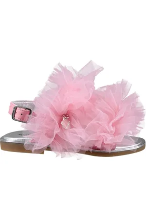 MONNALISA Tulle Sandals with Silver Heart