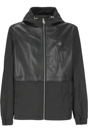 Philipp Plein Leather Jackets, male, , L, Leather Jacket with Hood
