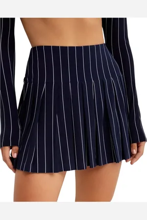Norma Kamali Short Skirts, female, , S, Navy Striped Mini Skirt