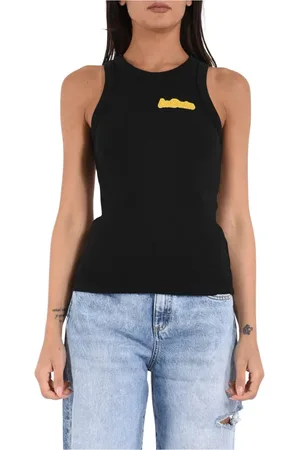 Icon Denim Sleeveless Tops, female, , L, Ribbed cotton tank top with logo