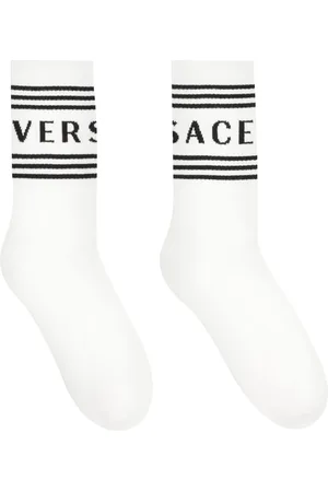 VERSACE Socks, male, , S, Logo Intarsia Cotton Socks