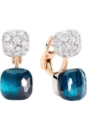 Pomellato Earrings, female, , ONE SIZE, Donna - Poc4020O6Whrdb0Tl - Earrings Nudo in Rose Gold with Diamonds and Topaz