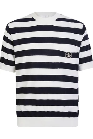 ELEVENTY Striped Cotton Crepe Crewneck Top