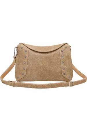 CLARIS VIROT White Sand Leather Gaia Bag with Star Studs