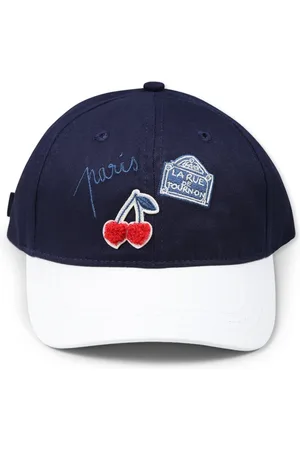 BONPOINT Hats & Caps, unisex, , M, Blue Cherry Embroidered Adjustable Hat