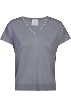ELEVENTY V-neck Knitwear, female, , L, Merino Wool Sleeveless Top with Tipping