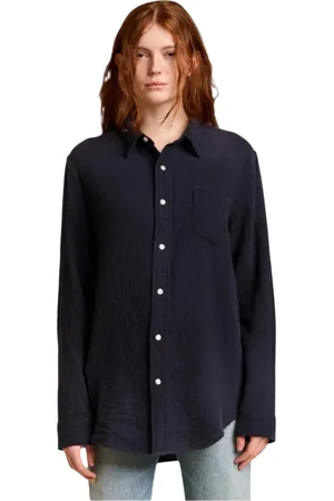 Denimist Shirts, female, , S, Navy Gauze Boyfriend Shirt