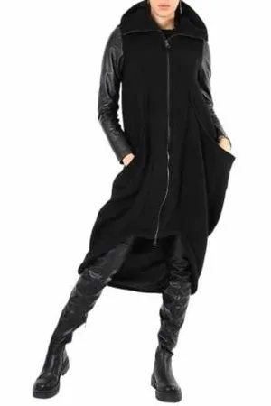 LA HAINE INSIDE US Leather Sleeve Long Coat Lw799