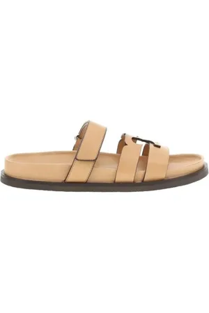 Tory Burch Flat Leather Slide Sandals Comfortable