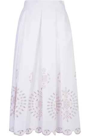 ELEVENTY Embroidered Stretch Cotton Midi Skirt