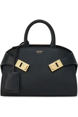 Salvatore Ferragamo Calfskin Handbag with Clip-Lock Fastening