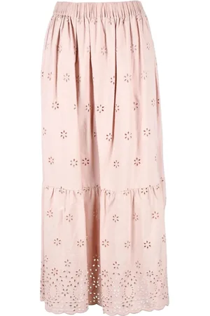 SEMICOUTURE Midi Skirts, female, , S, Sangallo Skirt with Elastic Waistband