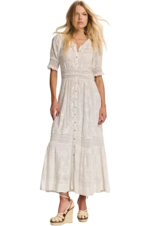 LOVESHACKFANCY Maxi Dresses, female, , L, Victorian Cotton Lace Maxi Dress