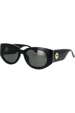 Linda Farrow Sunglasses, female, , 54 MM, Iconic Round Frame Sunglasses with Gold Detail