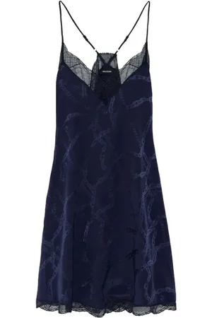 Zadig & Voltaire Navy Lace Chain Slip Dress