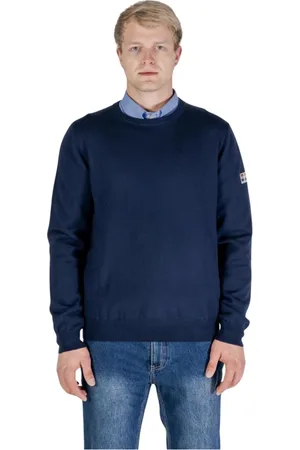Aquascutum Round-neck Knitwear, male, , XL, Cotton Jumper with Patch