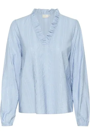 Kaffe Blouses, female, , XS, Feminine Chambray Blouse with Flounce