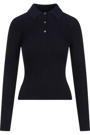 THEORY Ribbed Dark Navy Polo Shirt