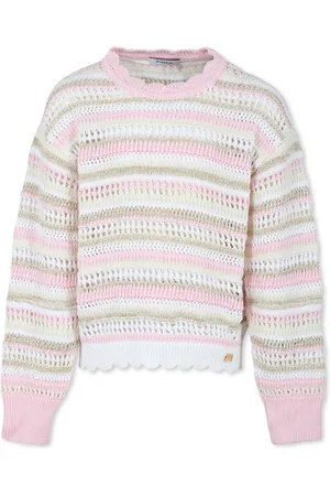 Pinko Pink Crochet Cotton Jumper with Lurex